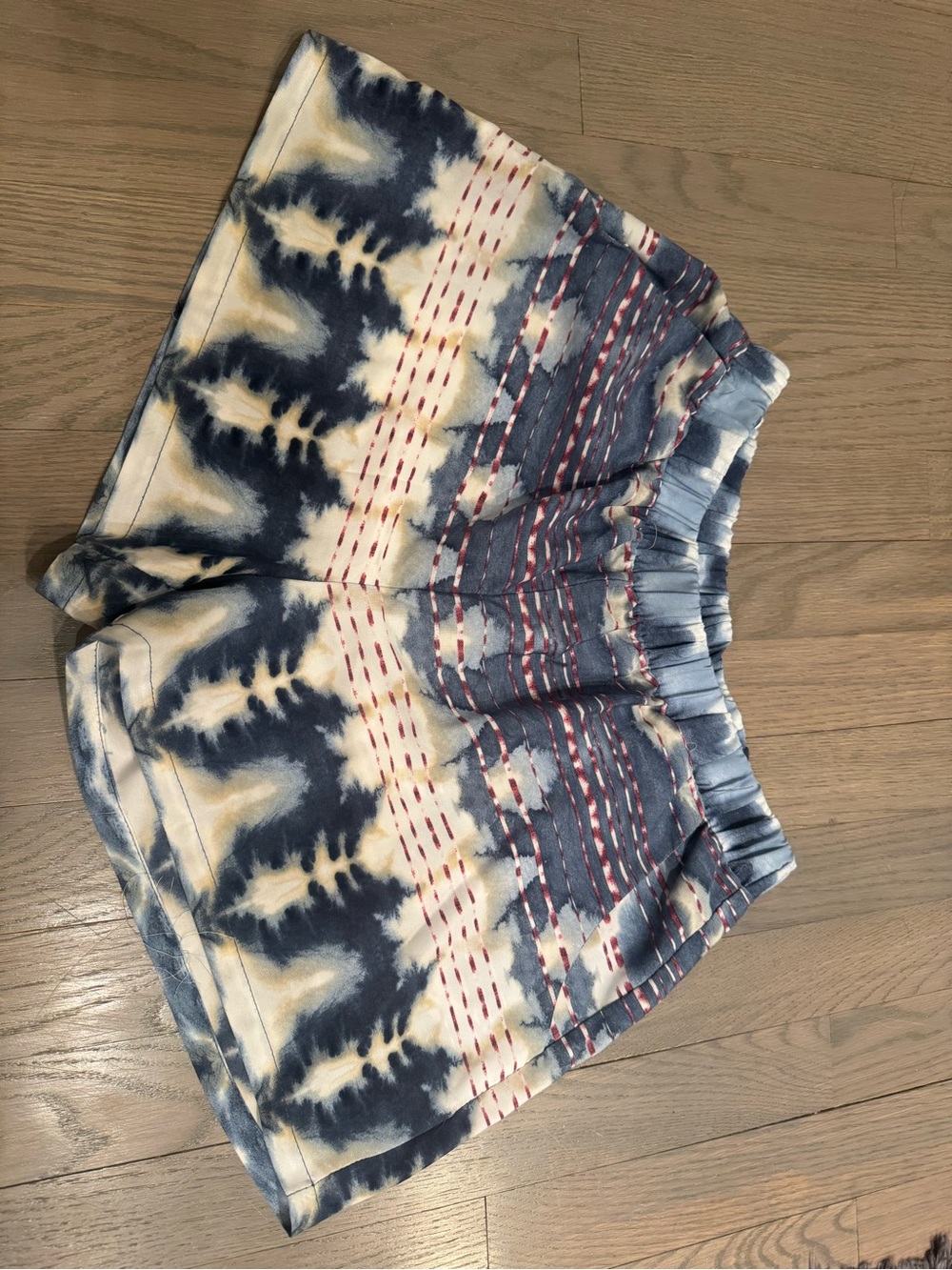 Tyche Tie Dye Boho Lounge Shorts | Blue Cream | Elastic Waist